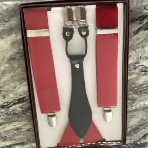 Men burgundy braces boxed - braces,