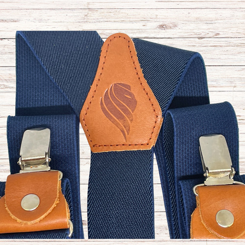 Navy and brown - navy, braces